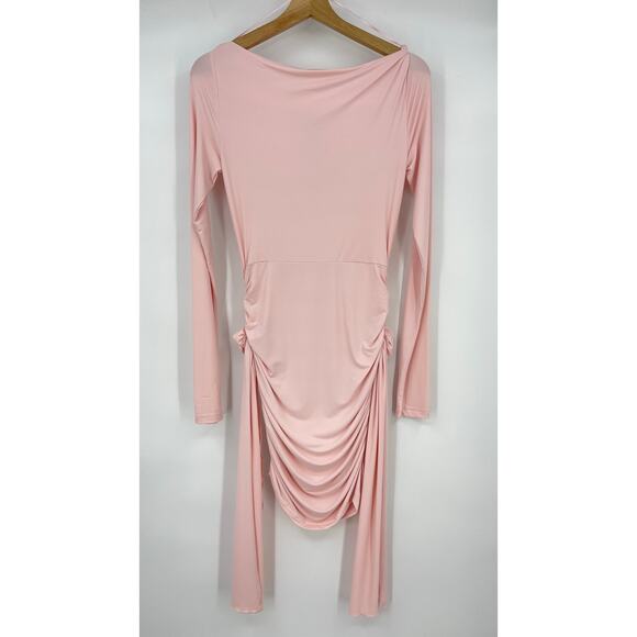 LIONESS | NWT Glory Mini Dress in Blush Pink Long Sleeve Boat Neck Jersey S - Picture 4 of 13
